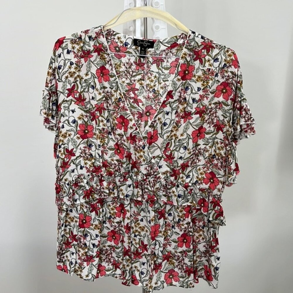 Jessica Simpson Floral Print Surplice top